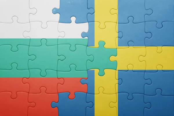 Puzzel met de nationale vlag van Zweden en Bulgarije — Stockfoto