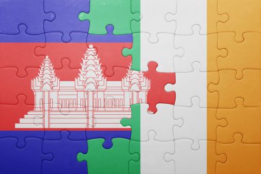 İrlanda ve Kamboçya Ulusal bayrak ile bulmaca