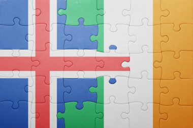 İzlanda ve İrlanda ulusal bayrak ile bulmaca