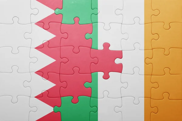 Puzzel met de nationale vlag van Ierland en Bahrein (Bahrain) — Stockfoto