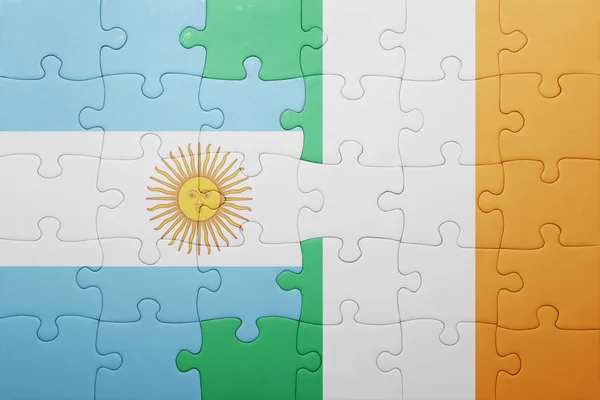 Puzzle with the national flag of ireland and argentina — Stock Photo, Image