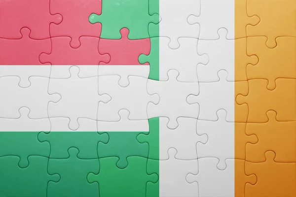 İrlanda ve Macaristan ulusal bayrak ile bulmaca — Stok fotoğraf