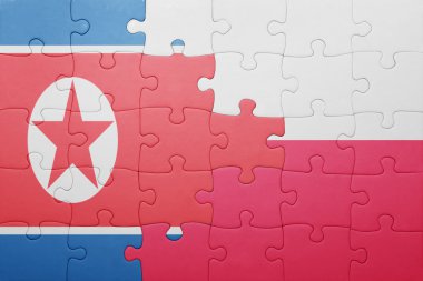 Kuzey Kore ve Polonya ulusal bayrak ile bulmaca