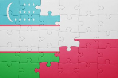 Özbekistan ve Polonya ulusal bayrak ile bulmaca