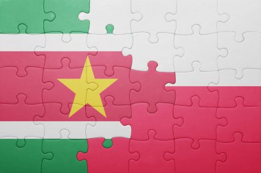 Surinam ve Polonya ulusal bayrak ile bulmaca
