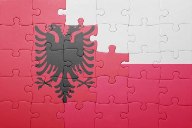 Arnavutluk ve Polonya ulusal bayrak ile bulmaca