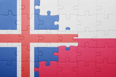 İzlanda ve Polonya ulusal bayrak ile bulmaca