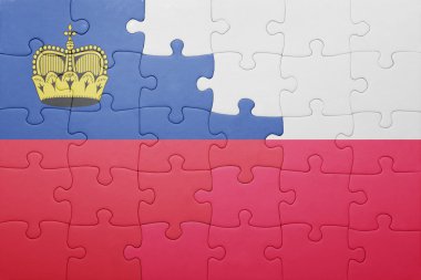 liechtenstein ve Polonya ulusal bayrak ile bulmaca