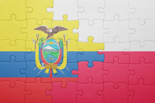 エクアドルとポーランドの国旗をパズルします。 — ストック写真