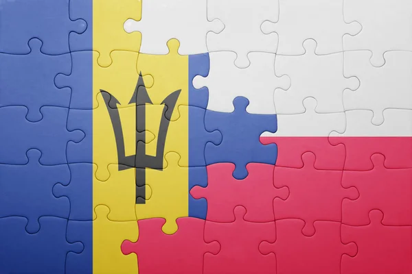 Barbados ve Polonya ulusal bayrak ile bulmaca — Stok fotoğraf