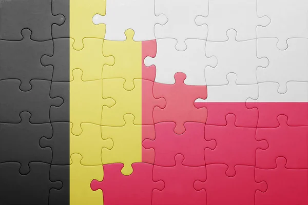 Pussel med den nationella flaggan Belgien och Polen — Stockfoto