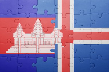 İzlanda ve Kamboçya Ulusal bayrak ile bulmaca