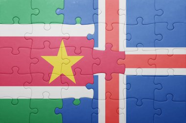 Surinam ve İzlanda ulusal bayrak ile bulmaca