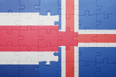 Kosta Rika ve İzlanda ulusal bayrak ile bulmaca