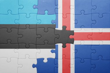 Estonya ve İzlanda ulusal bayrak ile bulmaca