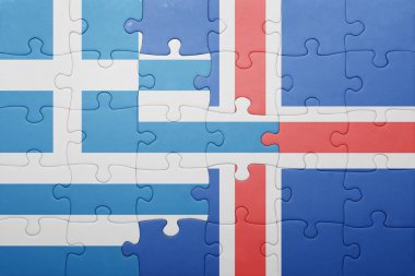 Yunanistan ve İzlanda ulusal bayrak ile bulmaca