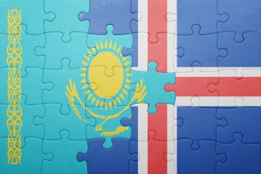 Kazakistan ve İzlanda ulusal bayrak ile bulmaca