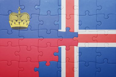 İzlanda ve liechtenstein ulusal bayrak ile bulmaca