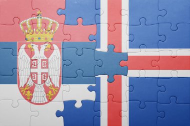 Sırbistan ve İzlanda ulusal bayrak ile bulmaca