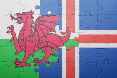 İzlanda ve Galler Ulusal bayrak ile bulmaca
