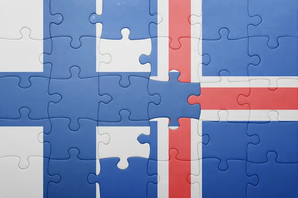 A nemzeti zászló, finn és Izland puzzle — Stock Fotó