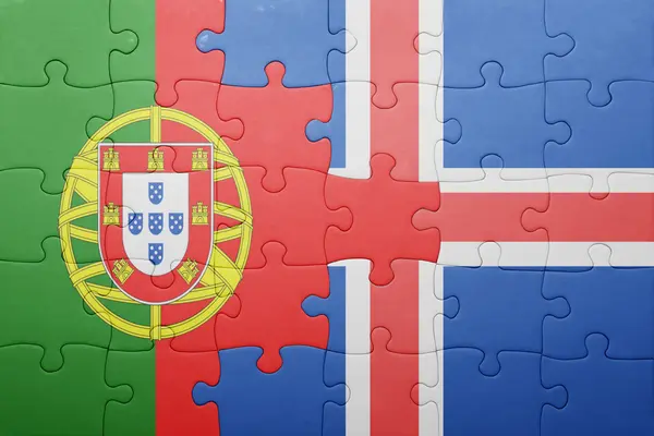 Puzzle z flagi narodowej Portugalii i Islandii — Zdjęcie stockowe