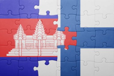 Kamboçya ve Finlandiya ulusal bayrak ile bulmaca