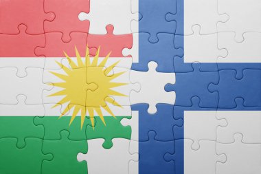 kurdistan ve Finlandiya ulusal bayrak ile bulmaca