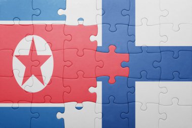 Kuzey Kore ve Finlandiya ulusal bayrak ile bulmaca