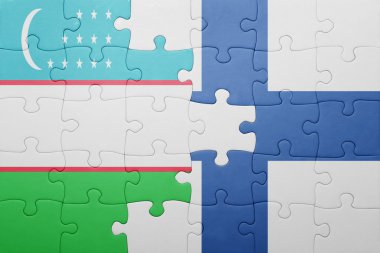 Özbekistan ve Finlandiya ulusal bayrak ile bulmaca
