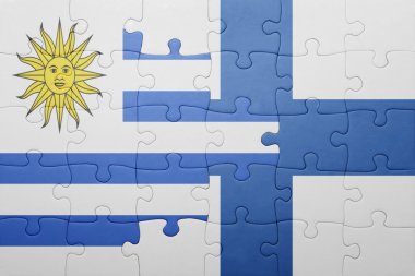 uruguay ve Finlandiya ulusal bayrak ile bulmaca