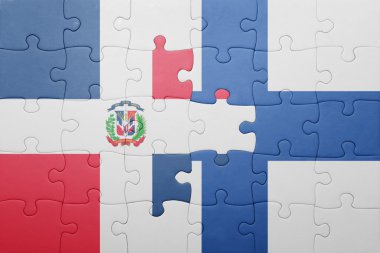 Dominik Cumhuriyeti ve Finlandiya ulusal bayrak ile bulmaca