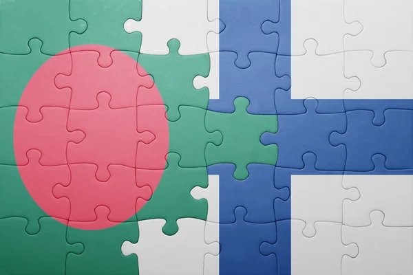 Puzzle con la bandiera nazionale del bangladesh e della Finlandia — Foto Stock