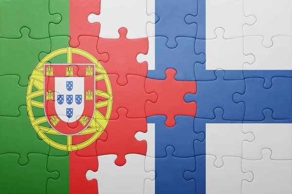 Puzzle z flagi narodowej Portugalii i Finlandii — Zdjęcie stockowe