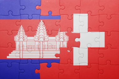 İsviçre ve Kamboçya Ulusal bayrak ile bulmaca