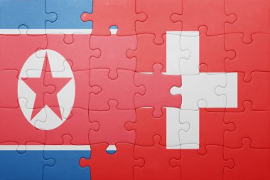 İsviçre ve Kuzey Kore ulusal bayrak ile bulmaca