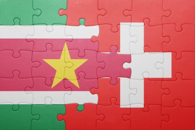 İsviçre ve Surinam ulusal bayrak ile bulmaca