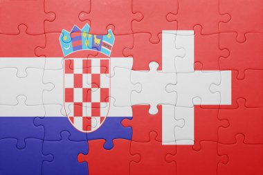 İsviçre ve Hırvatistan ulusal bayrak ile bulmaca