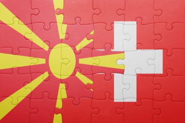 İsviçre ve Makedonya ulusal bayrak ile bulmaca