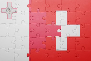 İsviçre ve malta ulusal bayrak ile bulmaca