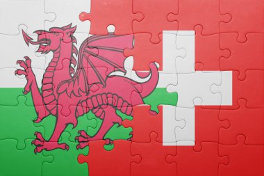 İsviçre ve Galler Ulusal bayrak ile bulmaca