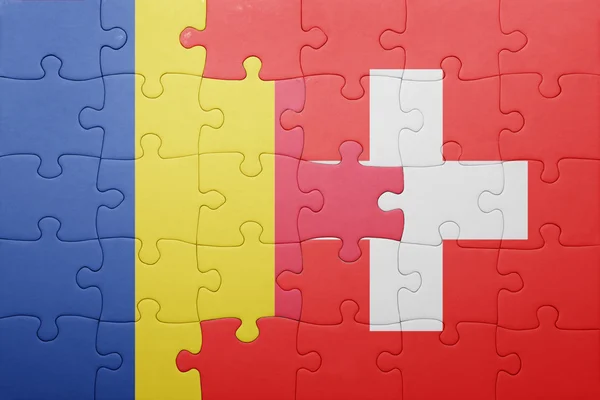 Puzzel met de nationale vlag van Zwitserland en Roemenië — Stockfoto