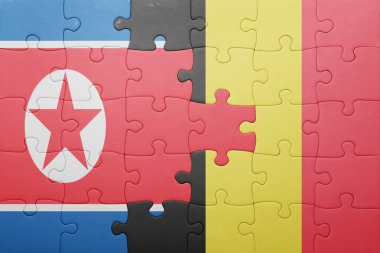 Kuzey Kore ve Belçika Ulusal bayrak ile bulmaca