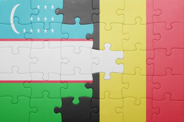 Özbekistan ve Belçika Ulusal bayrak ile bulmaca