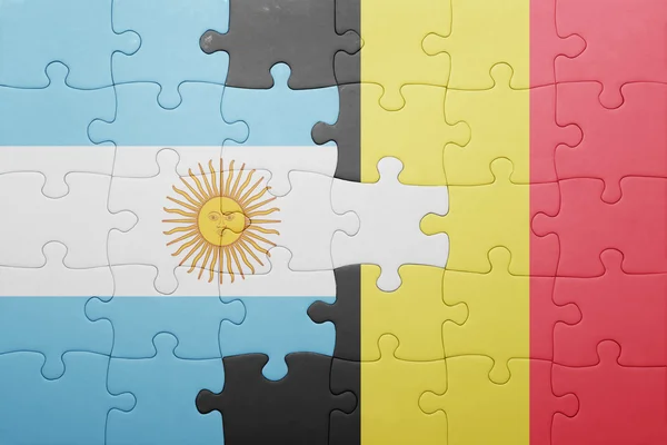 Puzzle with the national flag of argentina and belgium — Stock Photo, Image