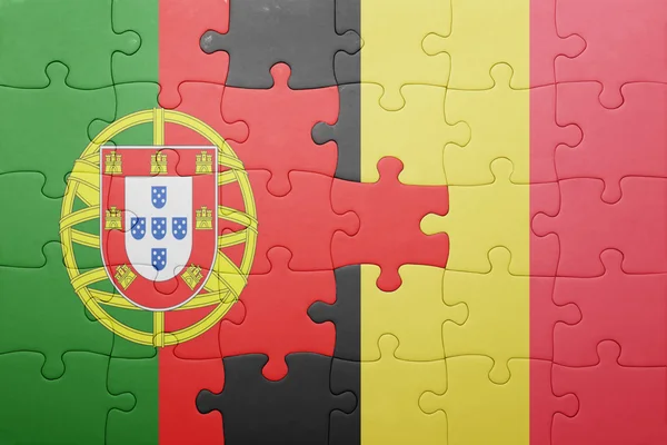 Puzzle z flagi narodowej Portugalii i Belgii — Zdjęcie stockowe