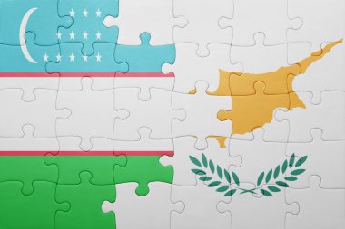 Kıbrıs ve Özbekistan ulusal bayrak ile bulmaca