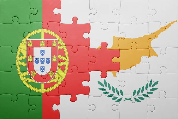 Puzzle z flagę narodową Cypru i Portugalii — Zdjęcie stockowe