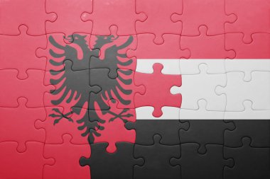 Arnavutluk ve yemen ulusal bayrak ile bulmaca