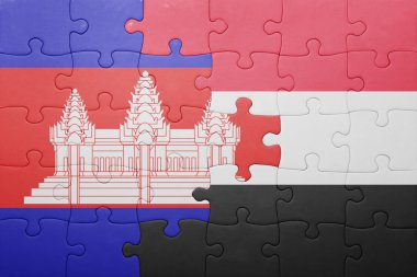 yemen ve Kamboçya Ulusal bayrak ile bulmaca